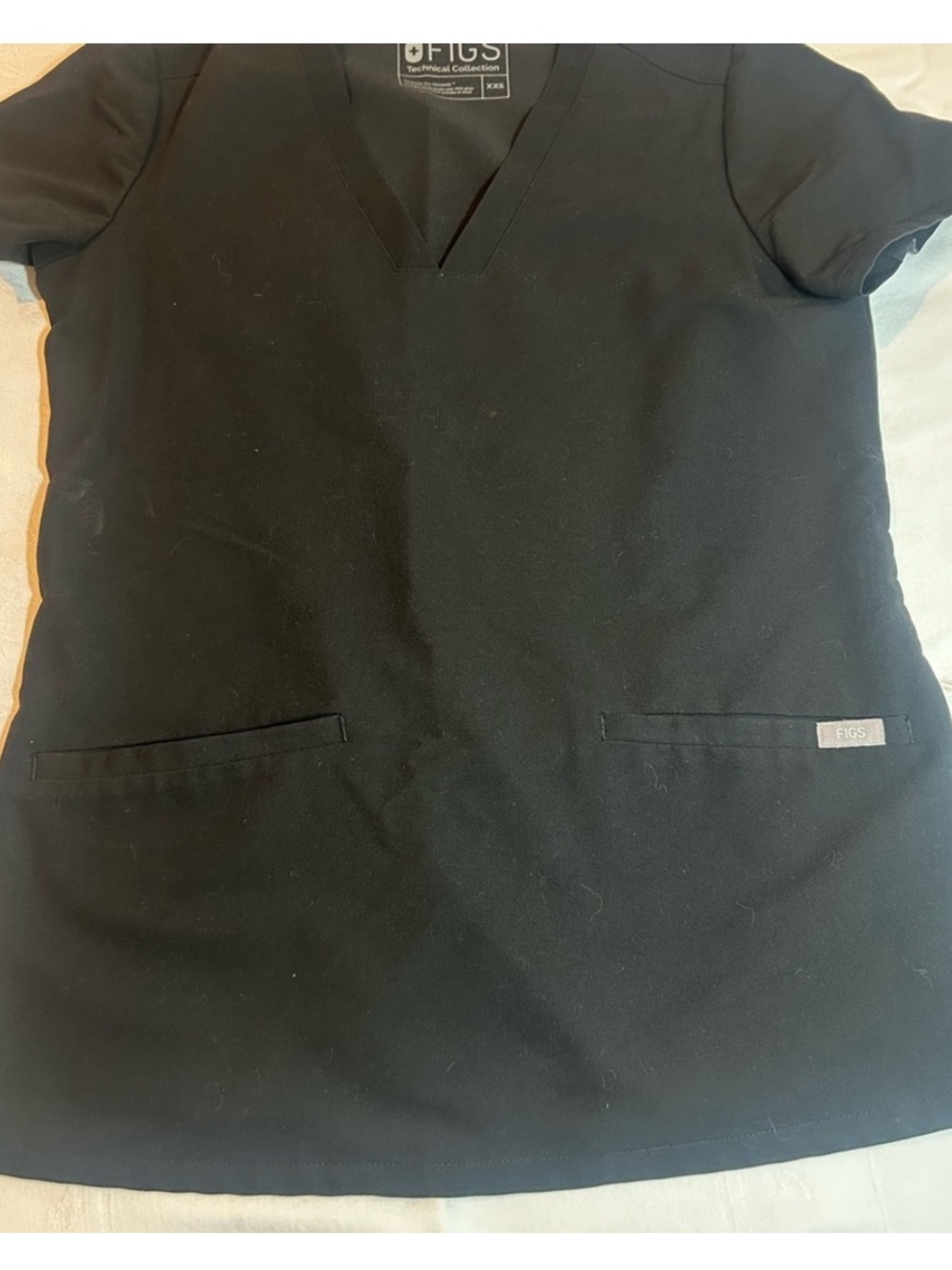 Figs Technical Collection V-Neck Top in Black